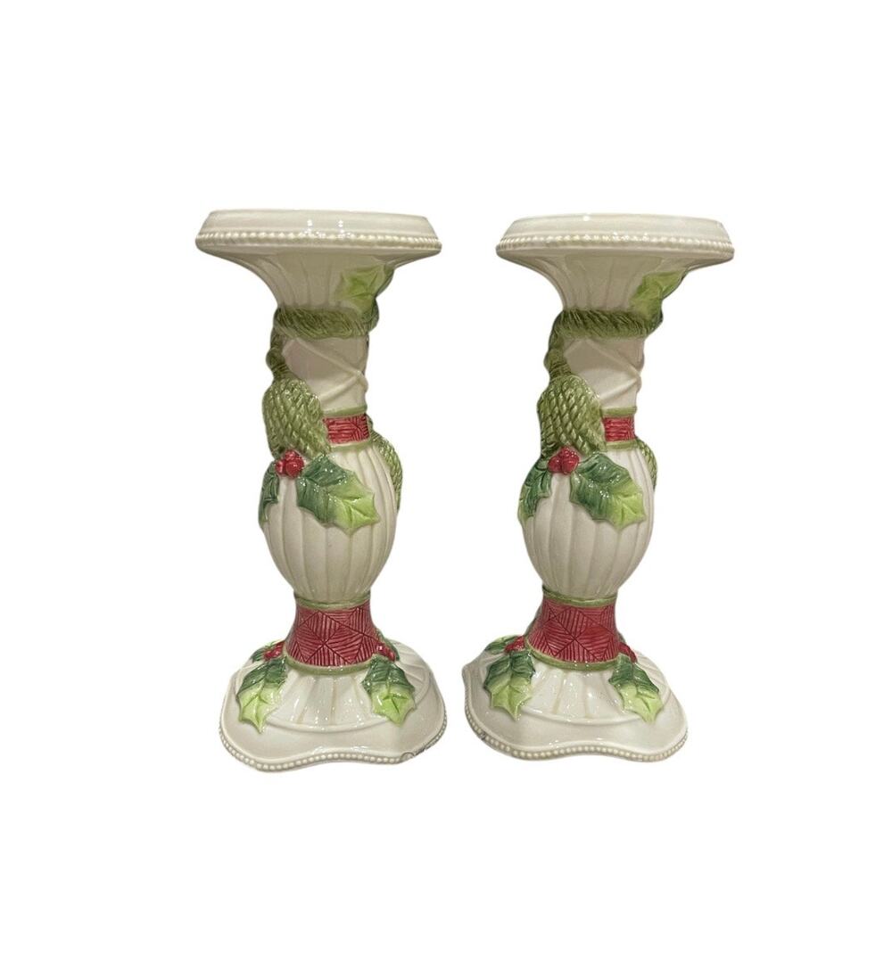 Pair Of Vintage Demdaco Handcrafted Ceramic Candle Holders
